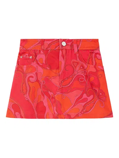 Pucci Junior Kids' Orchidee-print Skirt In Red
