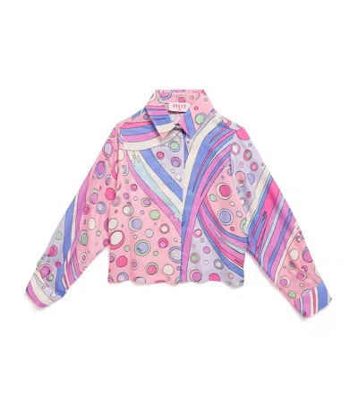 Pucci Junior Kids' Oversized Fontane Print Shirt Dress In Pink