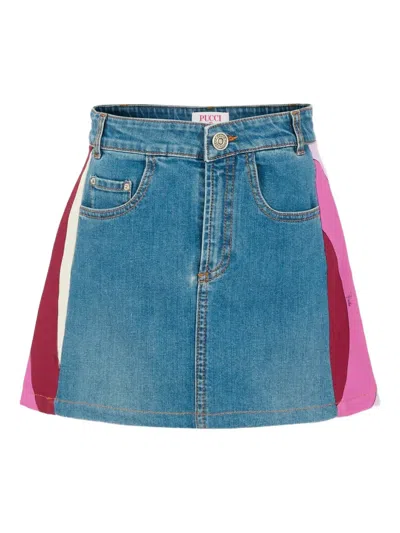 Pucci Junior Kids' Panelled Skirt In Blue