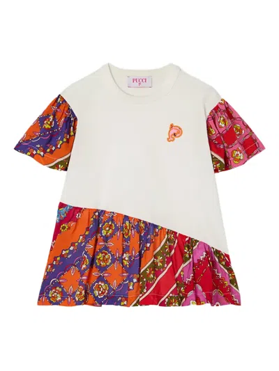 Pucci Junior Patchwork Floral-print T-shirt In White