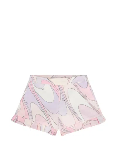 Pucci Junior Kids' Patterned Ruffled Shorts In Pink
