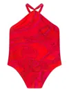 Pucci Junior Patterned Swimsuit In Red