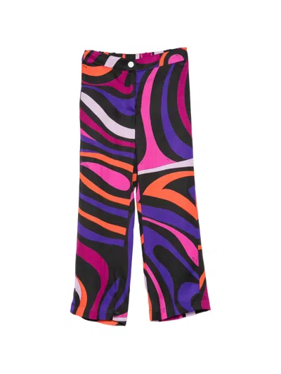Pucci Junior Kids' Patterned Trousers In Black