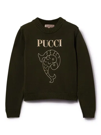 Pucci Junior Kids' Pesci-print Jumper In Green