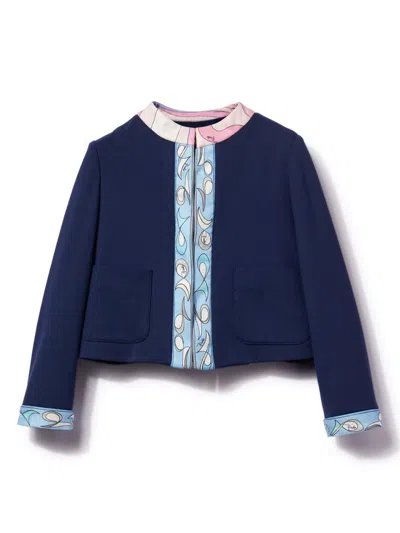 Pucci Junior Kids' Pesci-print Round-neck Jacket In Blue