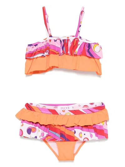 Pucci Junior Kids' Printed Bikini Set In Orange