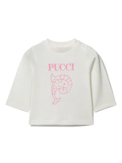 Pucci Junior Babies' Printed Cotton T-shirt In White