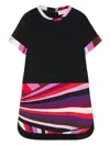 Pucci Junior Printed Crew-neck Dress In Black