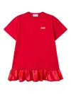 Pucci Junior Printed-flounce Short-sleeves Dress In Red