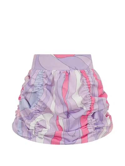 Pucci Junior Kids' Printed Gathered Skirt In Purple