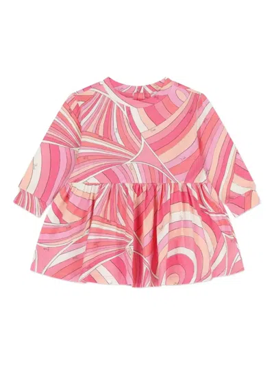Pucci Junior Babies' Printed Long-sleeves Dress In Pink