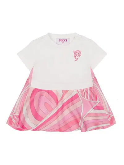 Pucci Junior Babies' Printed Short-sleeves Dress In White