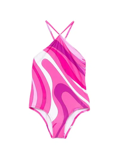 Pucci Junior Kids' Printed Swimsuit In Pink