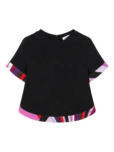 Pucci Junior Kids' Printed-trim Top In Black