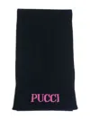 Pucci Junior Ribbed Logo Scarf In Black