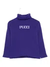 Pucci Junior Ribbed Turtleneck Sweater In Purple