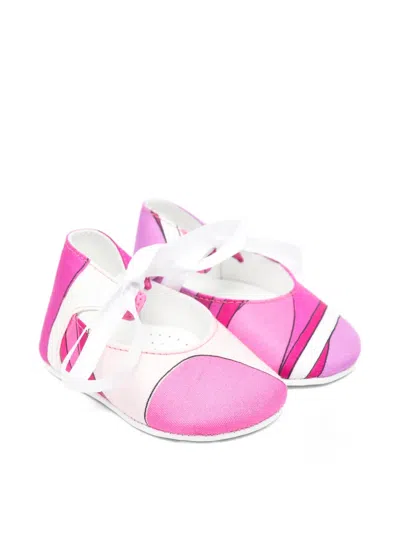 Pucci Junior Babies' Ribbon Detail Pre-walkers In Pink