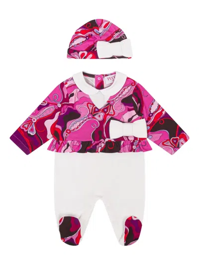 Pucci Junior Ruffled Babywear Set In Multi
