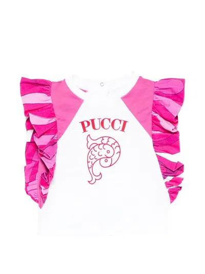 Pucci Junior Babies' Ruffled Fish Top In Pink