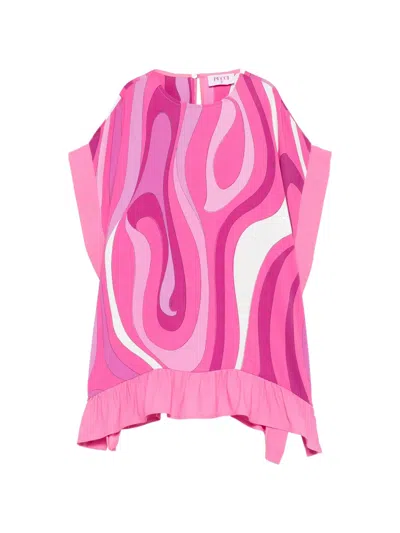 Pucci Junior Ruffled Graphic-print Dress In Pink