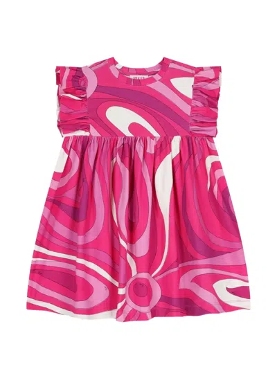 Pucci Junior Kids' Ruffled Printed Dress In Red