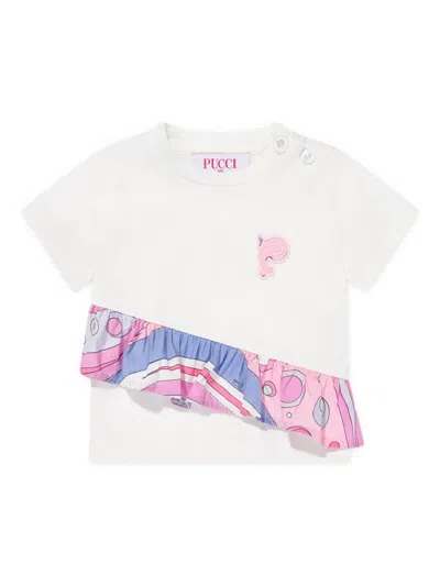 Pucci Junior Babies' Ruffled T-shirt In Weiss