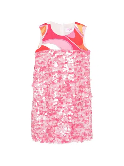 Pucci Junior Kids' Sequin-embellished Dress In Pink