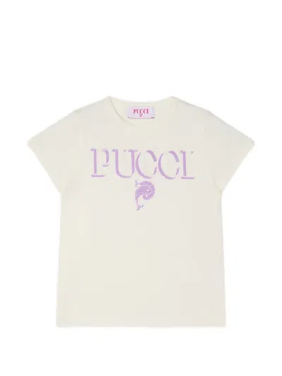 Pucci Junior Kids' Sequin-embellished Logo T-shirt In Gray