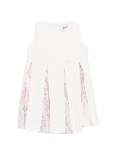 Pucci Junior Kids' Sequin-embellished Pleated Dress In White
