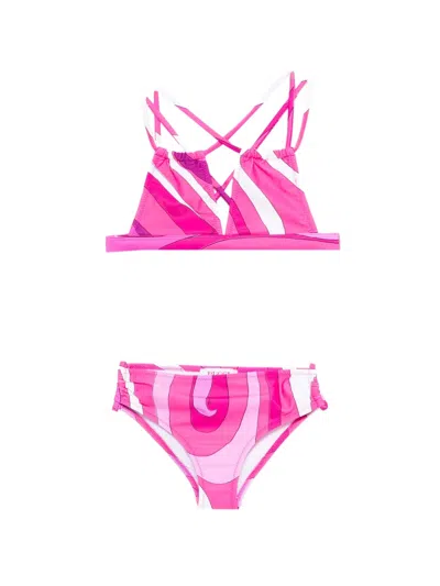 Pucci Junior Kids' Strappy Graphic-print Bikini In Pink