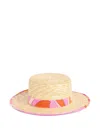 Pucci Junior Straw Hat With Printed Ribbon In Multi