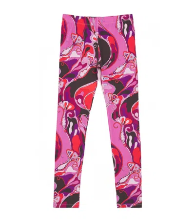 Pucci Junior Kids' Stretch-cotton Orchidee Print Leggings In Pink