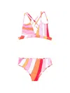 Pucci Junior Striped Cross-strap Bikini In Multi