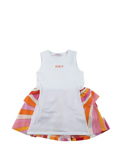Pucci Junior Kids' Striped-detail Ruffled Dress In Multi