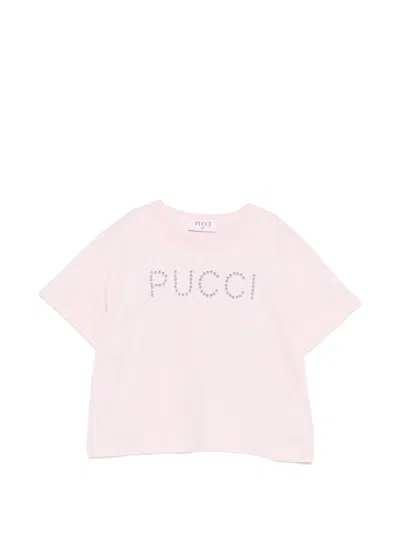 Pucci Junior Kids' Stud-embellished T-shirt In Pink