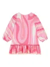 Pucci Junior Swirl-print Ruffled Dress In Pink