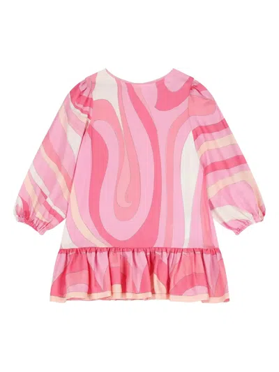Pucci Junior Babies' Swirl-print Ruffled Dress In Pink