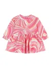 Pucci Junior Swirl-print Smocked Dress In Pink