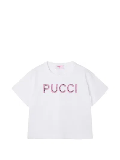 Pucci Junior Kids' T-shirt With Decorated Logo In Multi