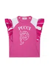 Pucci Junior T-shirt With Printed Sleeves In Multi
