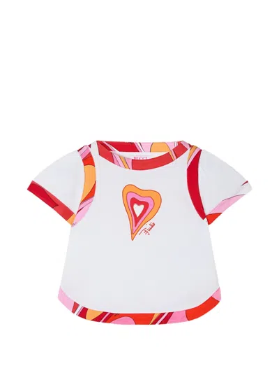 Pucci Junior Kids' T-shirt With Printed Trim In White