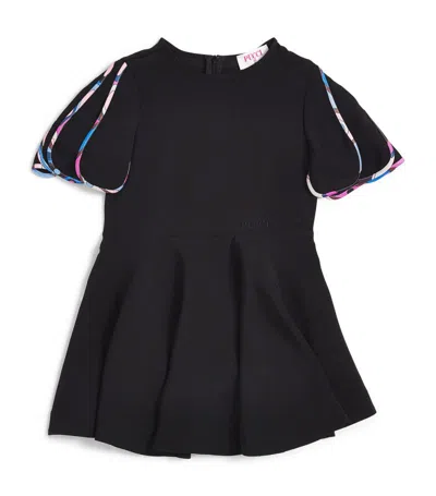 Pucci Junior Kids'  Vivara Print Trimmed Dress (4-10 Years) In Black