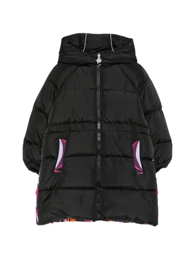 Pucci Junior Kids' Zip-up Padded Coat In Black