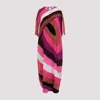 Pucci Iride-print Silk Kaftan In Fuxia Marrone
