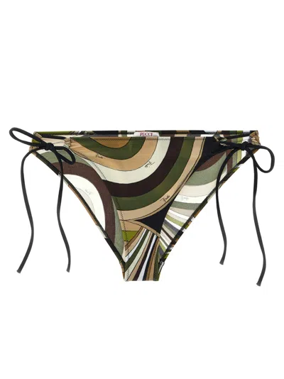Pucci Khaki Marmo-print Bikini Bottom In Green