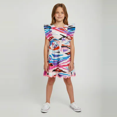 Pre-owned Pucci Kids Multicolour Abstract Print Stretch Cotton Ruffle Dress 4yrs