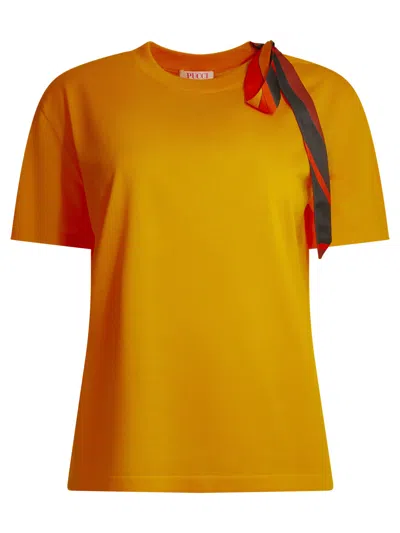Pucci Knitted Crew Neck T-shirt T-shirts Orange In Yellow