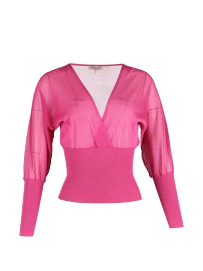Pre-owned Pucci Knitted-detail V-neck Top In Pink