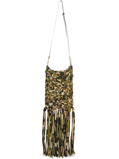 Pucci Knotted Fringed Shoulder Bag In Green