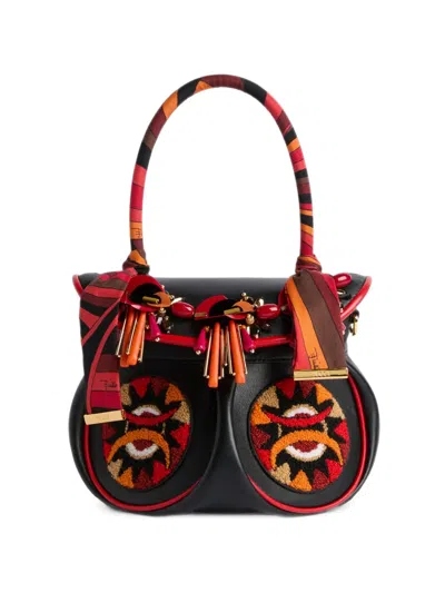 Pucci La Pupa Embroidered Handbag In Purple